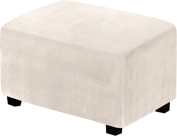 H.VERSAILTEX Ottoman Covers Slipcover Rectangle Real Velvet Plush 1 Piece Form Fit