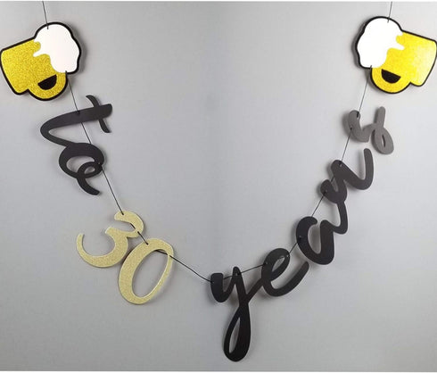 Interchangeable Numbers Cheers & Beers Banner, Cursive Beer Birthday Sign for Party Decorations