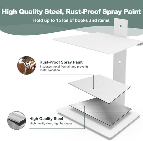 4 2 Pack(White) Mefirt Invisible Floating Bookshelves for Wall, Tier Vertical Spine Book Tower, Heavy Duty Floating