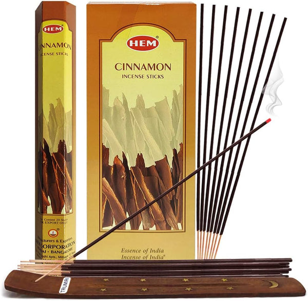 Cinnamon Incense Sticks Bundle with Holder, Hem Incense Sticks