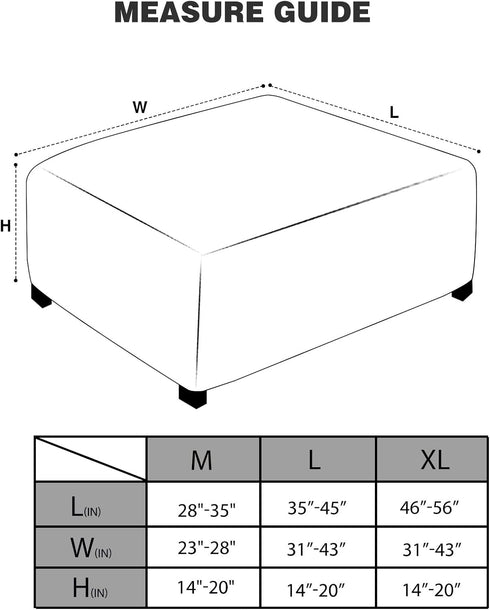 NeColorLife Ottoman Cover Square Large Ottoman Slipcover Stretch Footrest Stool Covers Furniture Protectors Washable