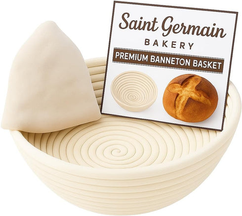 Saint Germain Bakery Premium Round Bread Banneton Basket with Liner - Perfect Brotform Proofing Basket