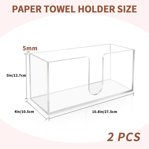 Countertop, 5mm (2) Acrylic Paper Towel Holder Thick Clear C-Fold Z-Fold Trifold Napkin Dispenser, Bathroom & Kitchen