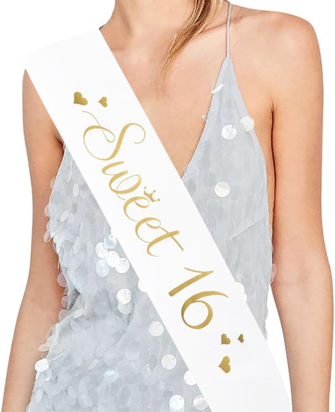 Sweet 16 Satin Sash, 16 Birthday Gift, Party Favors, Supplies and Decorations