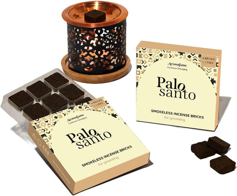 Aromafume Palo Santo Incense Bricks, 2 Trays x 9 Pieces Each with Snowflake Diffuser for Spirituality