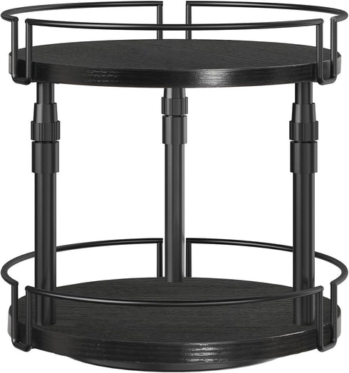 HOOBRO Lazy Susan Organizer Spice Rack, 2-Tier Height Adjustable Rotating Lazy Turntable