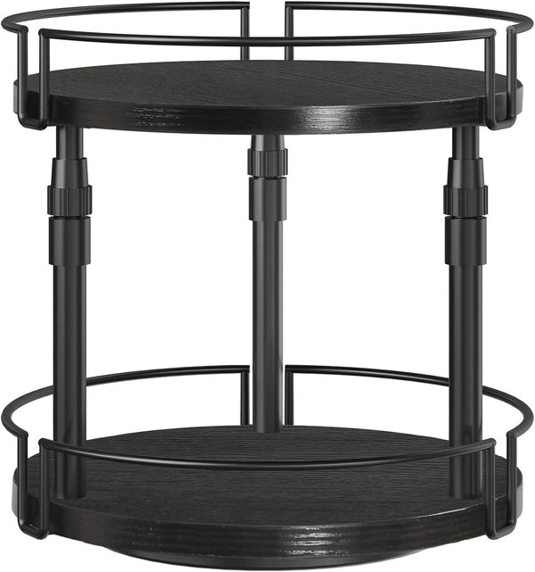 HOOBRO Lazy Susan Organizer Spice Rack, 2-Tier Height Adjustable Rotating Lazy Turntable