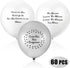 Gejoy 60 Pieces Memorial Balloons for Funeral Remembrance, White and Silver Balloons for Celebration of Life