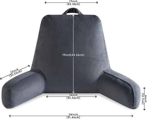 19" OAISZ Reading Pillow for Sitting in Bed Adult, Reading Pillow with Shredded Memory Foam, Back Pillow for Sitting Up