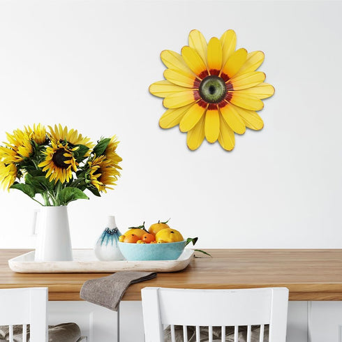 YEAHOME Sunflower Garden Decor, 11'' Metal Flower Wall Art for Kitchen, Bathroom, Indoor Outdoor