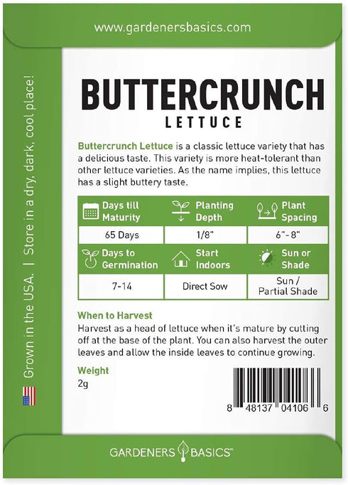 2000+ 2 Summer, Gardeners Basics, Buttercrunch Lettuce Seeds for Planting - Butterhead Boston Bibb Heirloom, Non-GMO