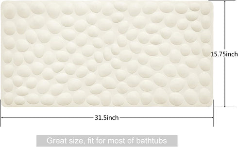 OTHWAY Non-Slip Soft Rubber Bathtub Mat with Strong Suction Cups, Beige