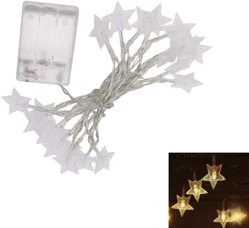 AKOAK 20 Light,3 Meter/9.8ft Warm White Twinkle Star String Lights,Battery Operated LED Star Shaped Fairy