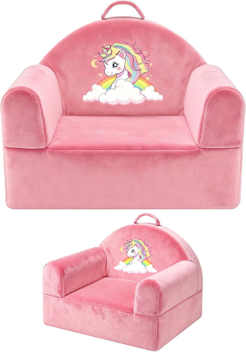 Kids Sofa Chair with Removable Washable Cover & Magic-Tape Backrest Toddler Chair,