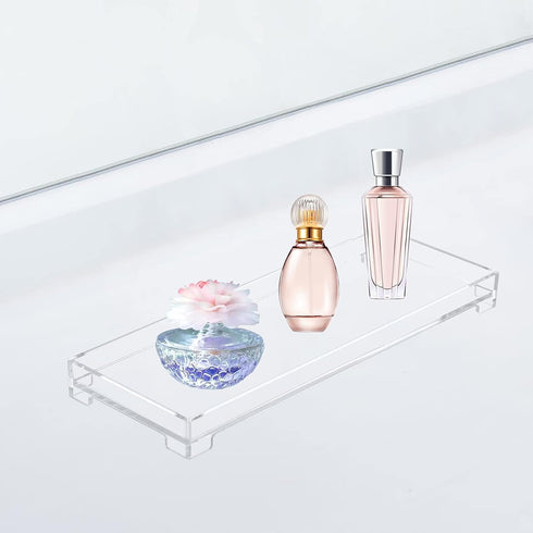 Vanity Bathroom Tray - Acrylic Rectangle Decorative Catchall Organizer Storage Tray, Clear