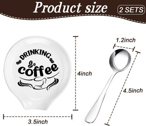4 PCS Coffee Spoon Rest and Spoon Teaspoon Rest Ceramic Coffee Spoon Holder Rests for Coffee Station Decor, Small Porcelain Spoon Holder 3.5 Inch TeaSpoon Holder for Stove Top Countertop