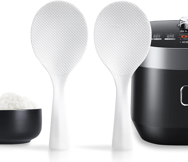 2 Pcs Plastic Rice Paddle, Non Stick Standing Rice Spoon Scooper Spatula, Heat Resistant (White)