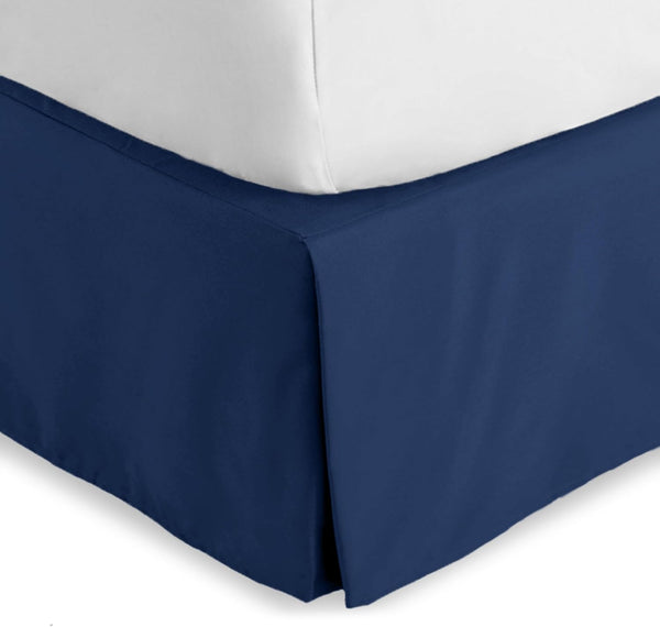 Bare Home Queen Bed Skirt - 15-Inch Tailored Drop, Easy Fit with Center & Corner Pleats (Queen, Dark Blue)
