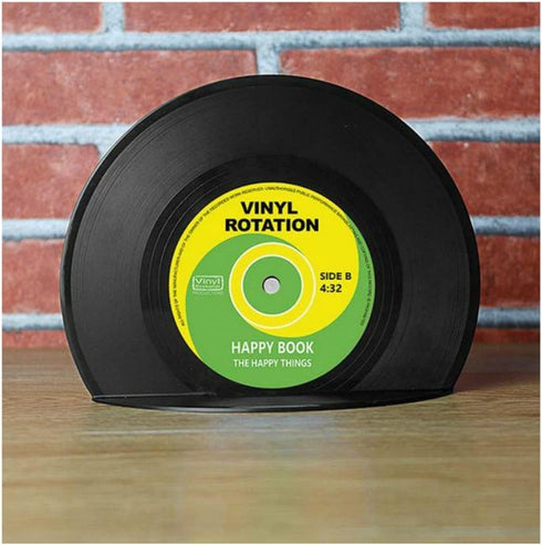 VinBee Bookends for Vinyl Records - Classic CD Shape Decorative Music Theme Bookends for Heavy Books