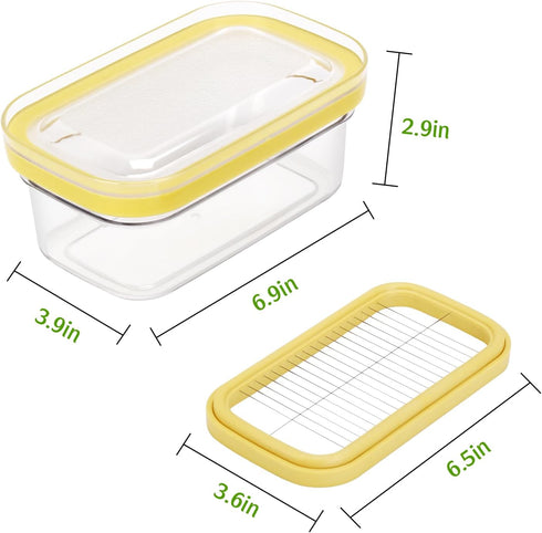 2pack (280g) ShineMe Butter Slicer Cutter, Airtight Plastic Butter Dish with Lid, Butter Stick Container with Forks