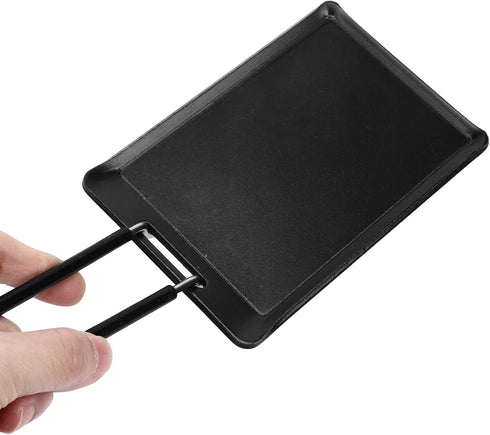 Small Nonstick BBQ Grill Pan, 5.1 x 3.4 in with Detachable Handle, Multipurpose for Kitchen, Traveling, Camping