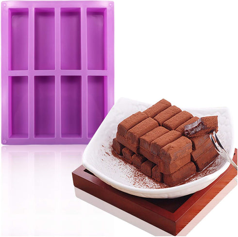 Silicone Granola Bar Mold, 2 Pack 8-Cavity Molds for Nutrition/Cereal/Energy Bars, Chocolate Truffles, Brownies