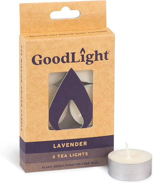 Paraffin-Free Scented Tea Light Candles, Lavender Scent, 6 Tea Lights, 4-Hour Burn Time
