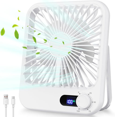 Travel Fan for Sleeping, Portable Rechargeable Fan with Digital Display, 100 Speed Wind Personal USB Fan for Bedroom