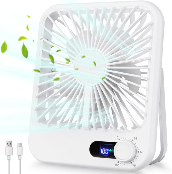Travel Fan for Sleeping, Portable Rechargeable Fan with Digital Display, 100 Speed Wind Personal USB Fan for Bedroom