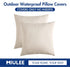 MIULEE Decorative Outdoor Throw Pillow Covers, 2 Pack Solid Waterproof Faux Linen Cushion Cases 18x18 Inch Beige