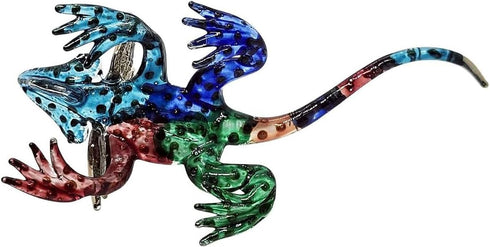 Tiny 2¼" Multicolor Frilled Lizard Agama Chameleon - Miniature Hand Blown Glass Decorative Figure