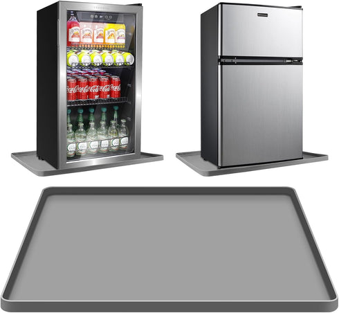 Grey Mini Fridge Silicone Mat with Raised Edges, 24''x24''x0.5'', Prevents Water Leakage from Electrical Equipment