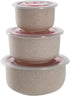 YARNOW 3pcs Wheat Bowl Set with Lid, Wheat Straw Mixing Bowls for Food Storage, Cereals, Dessert (Cream)