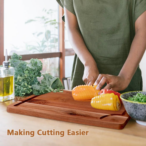 Set 3 AIDEA Wood Cutting Board, Wooden Cutting Boards for Kitchen, Acacia Wood Chopping Board of with Deep Juice