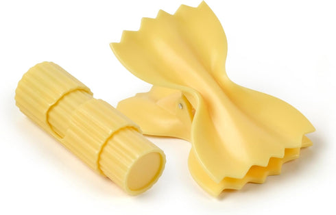 Set 4, Genuine Fred SNACKARONI Pasta Bag Clips, of Two Styles Farfalle and Rigatoni, Squeeze and Lock Bread Bag Clip