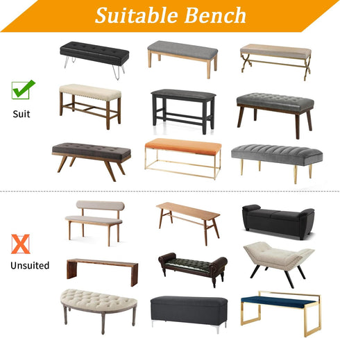 YISUN Stretch Washable Jacquard Dining Bench Covers, Removable Rectangle Seat Protector for Dining Rooms, Light Grey