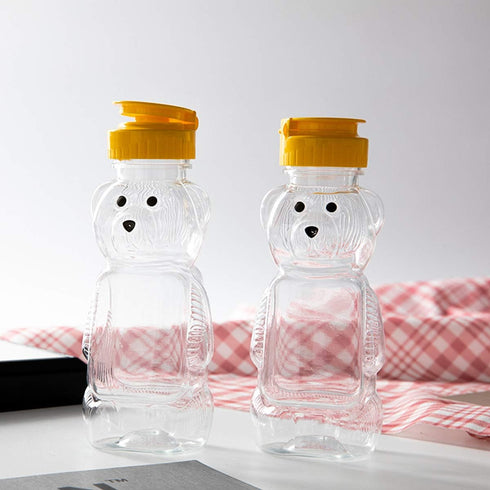 16 Pack 8 Oz Bekith Fluid Plastic Bear Honey Bottle Jars, Honey Squeeze Bottle Empty with Flip-top Lid for Storing