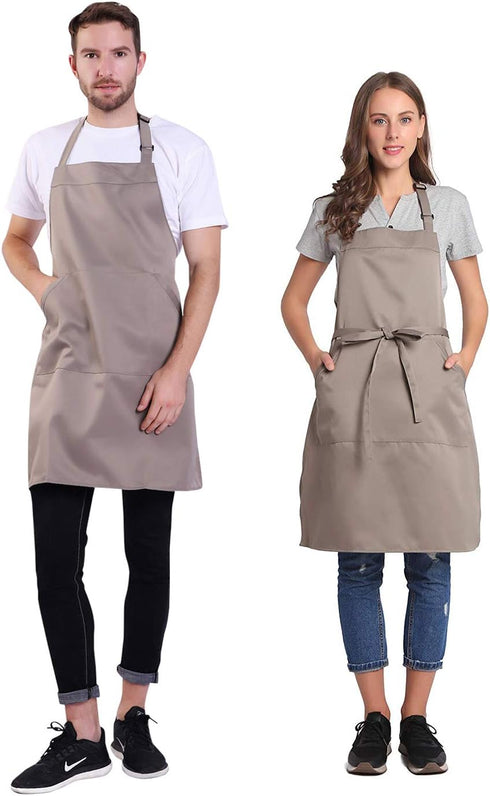 BIGHAS Adjustable Bib Apron with Long Ties for Men and Women, 18 Colors for Chef Kitchen Cooking
