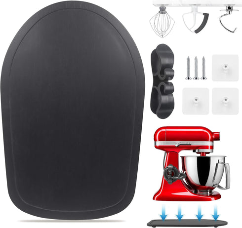 Sliding Mat for KitchenAid 4.5-5 Qt Stand Mixer with 1Pc Cord Organizer & 3Pcs Attachment Holder for Counter