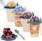 4 Pack On The Go Cereal Yogurt Cups with Lids and Spoon,