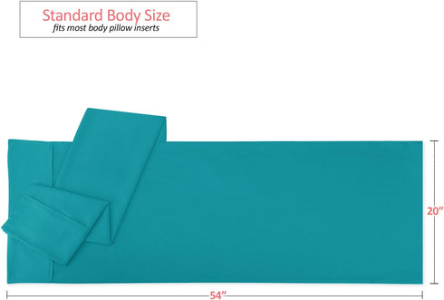 Nestl Body Pillow Cover, Soft Lightweight Teal Microfiber 20x54 Inches, Set of 2