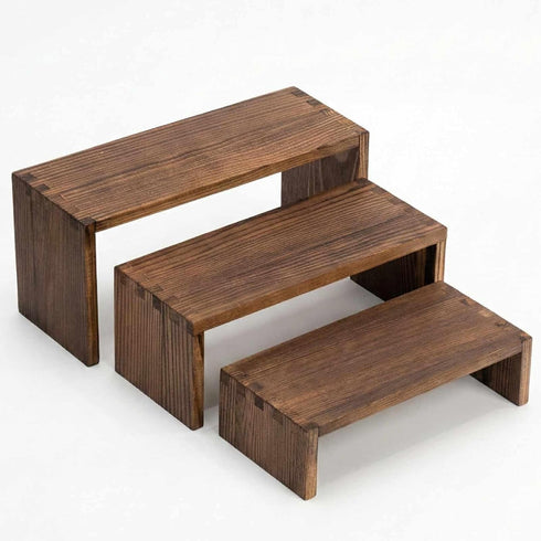 Jerbikas 3-Tier Wood Display Risers Versatile Food Display Risers for Party, Desktop Organizer