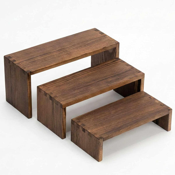 Jerbikas 3-Tier Wood Display Risers Versatile Food Display Risers for Party, Desktop Organizer