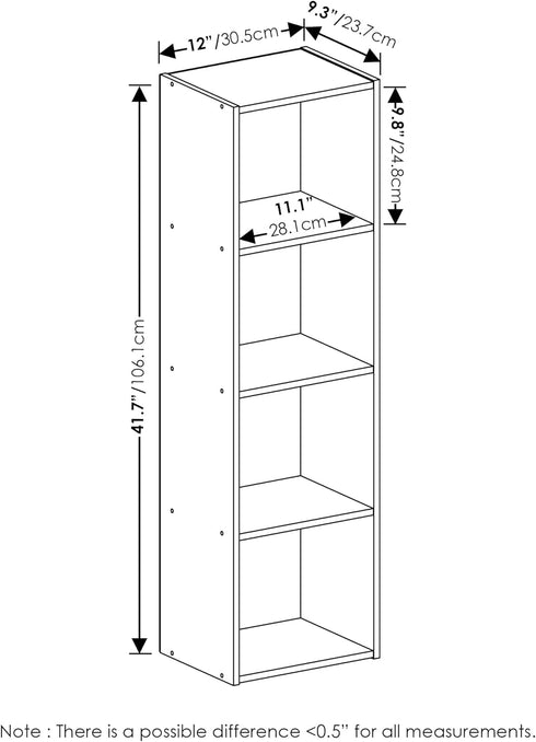 Furinno Luder Bookcase/Storage, 4-Tier Cube, French Oak