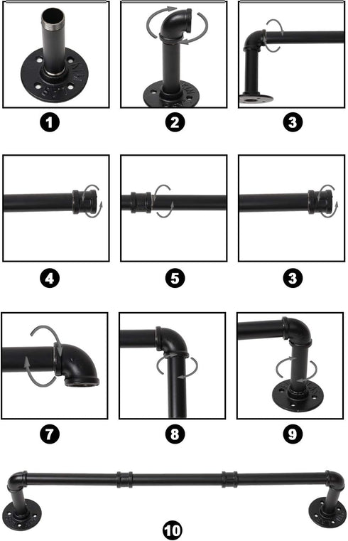 Industrial Pipe Clothing Rack, 30'' Wall Mounted Heavy Duty Metal Hanging Rod for Retail Display and Storage