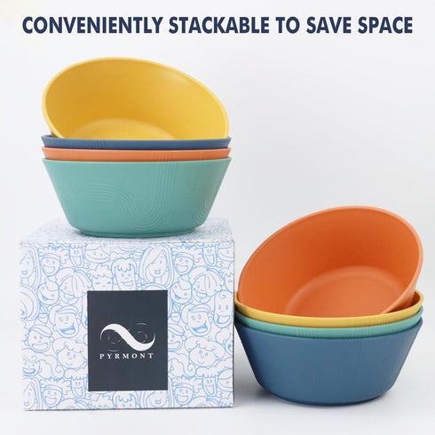 PYRMONT 36 OZ Cereal Bowls - Wheat Straw Bowls Set of 8, Reusable Soup Bowls, Microwave & Dishwasher Safe