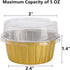 DEAYOU 100-Pack Aluminum Foil Baking Cups with Lids, 5oz Disposable Muffin Cupcake Ramekins, 3" Recyclable Cupcake Foil Liners Mini Tart Pie Tin Pan Holder for Souffle, Pudding, Party, Wedding, Gold