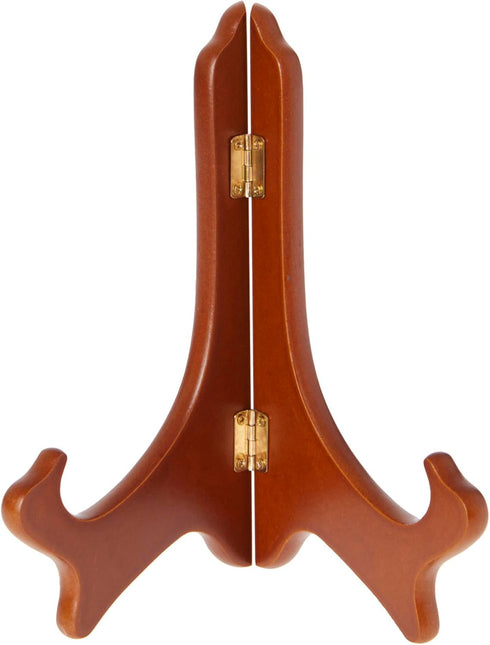 Bard's Hinged Walnut MDF Wood Plate Stand, 8" H x 7" W x 4.75" D, Pack of 2 for 8" - 10" Plates