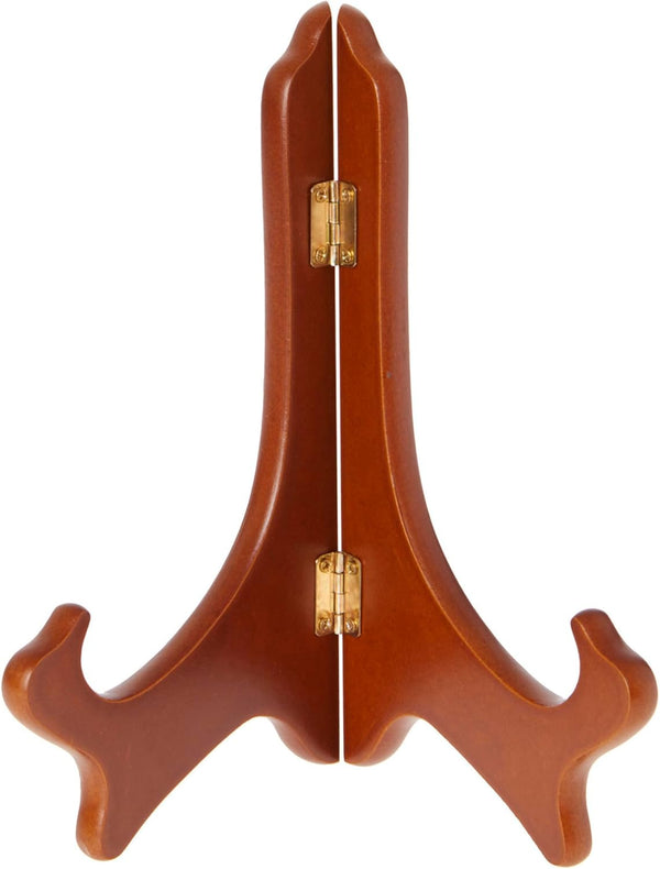 Bard's Hinged Walnut MDF Wood Plate Stand, 8" H x 7" W x 4.75" D, Pack of 2 for 8" - 10" Plates