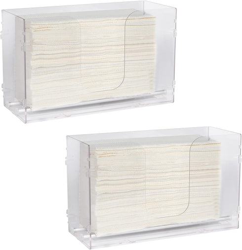 evron Countertop 2 Pack(Simple Paper Towel Dispenser & Wall Mount Clear One-Hand Pull C Fold Z Fold Trifold